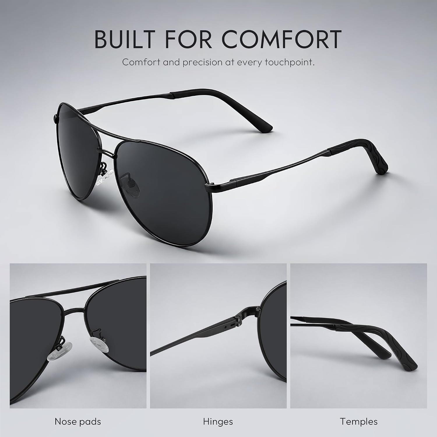 image:imageEiuizah Polarized Aviator Sunglasses for Men Women UV400 Driving ShadesBlackish Green