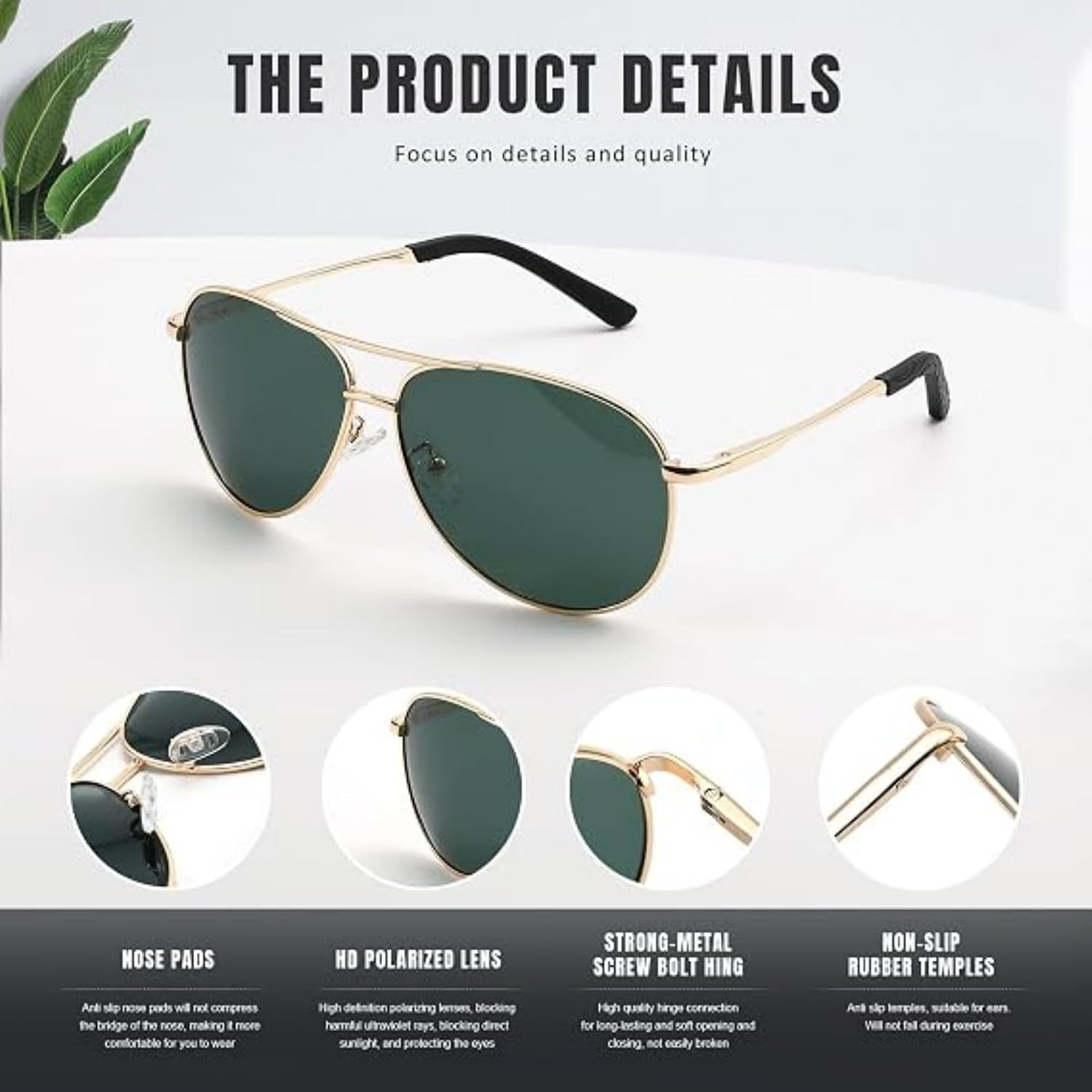 image:imageEiuizah Polarized Aviator Sunglasses for Men Women UV400 Driving ShadesBlueGradient BrownGradient Grey