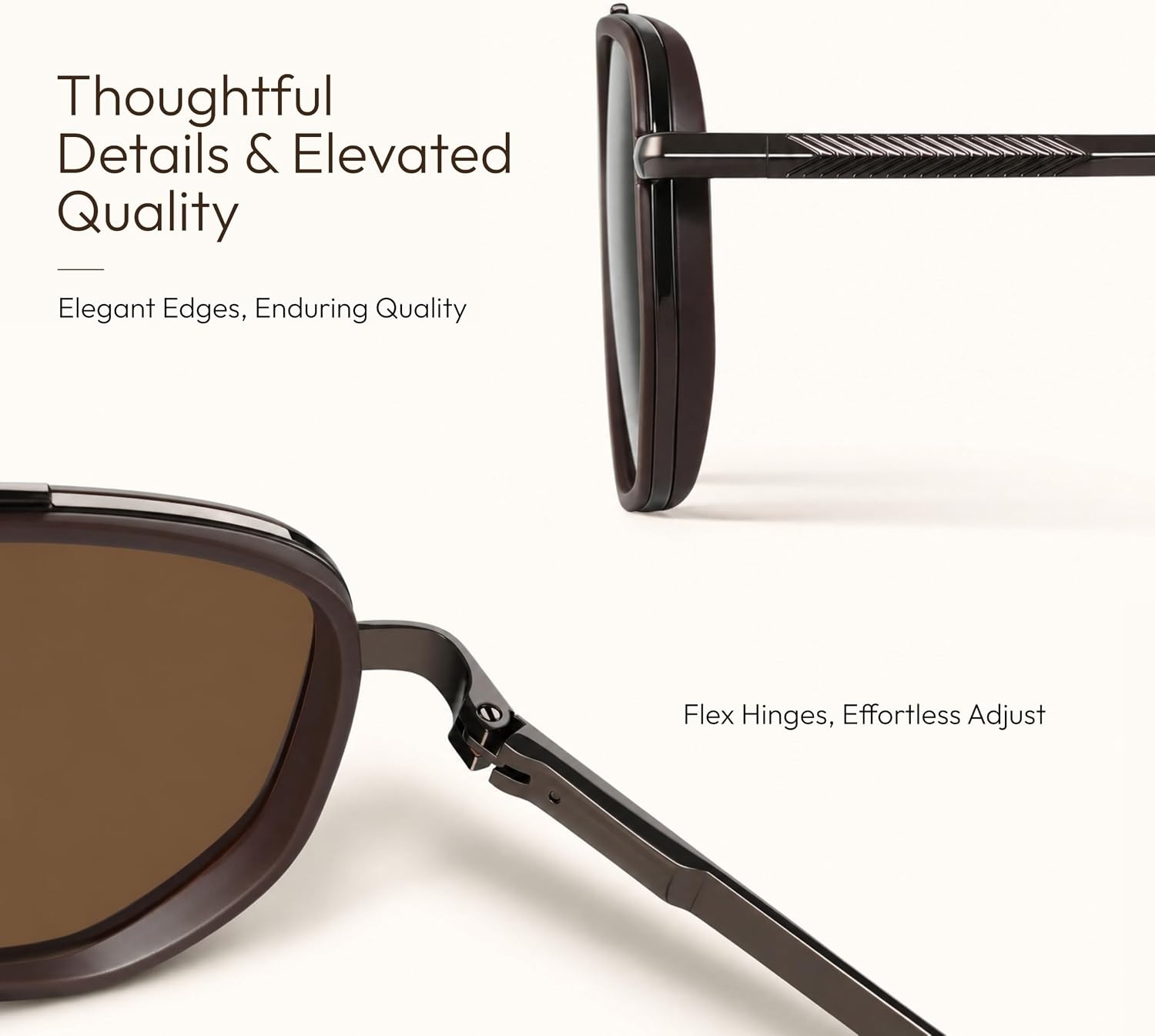 image:imageEiuizah Tangle Free Polarized Square Aviator Sunglasses for Women UV400A3 Black Frame Gold Arm Grey Lens