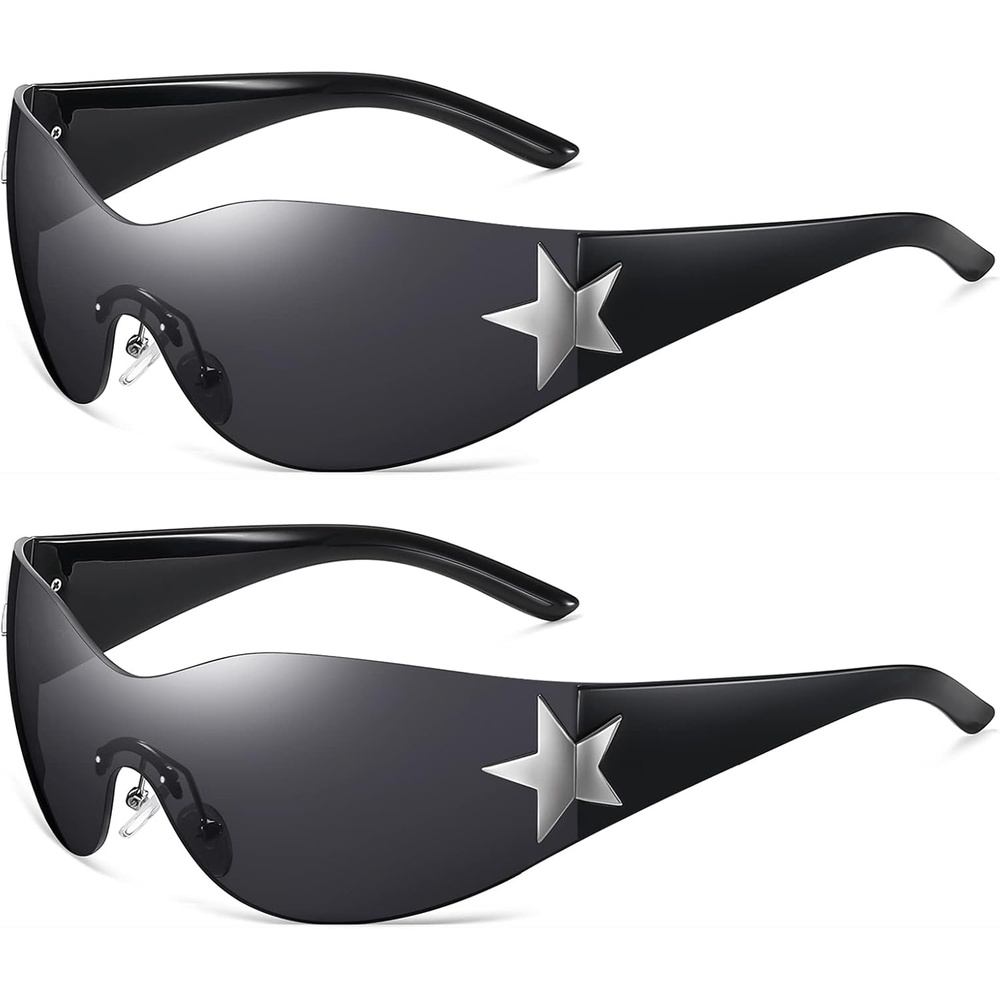 image:imageEiuizah Y2k Sunglasses for Women Men Shield Wrap Around Fashion Sunglasses Trendy Oversized Frameless Sun GlassesBlack  Black