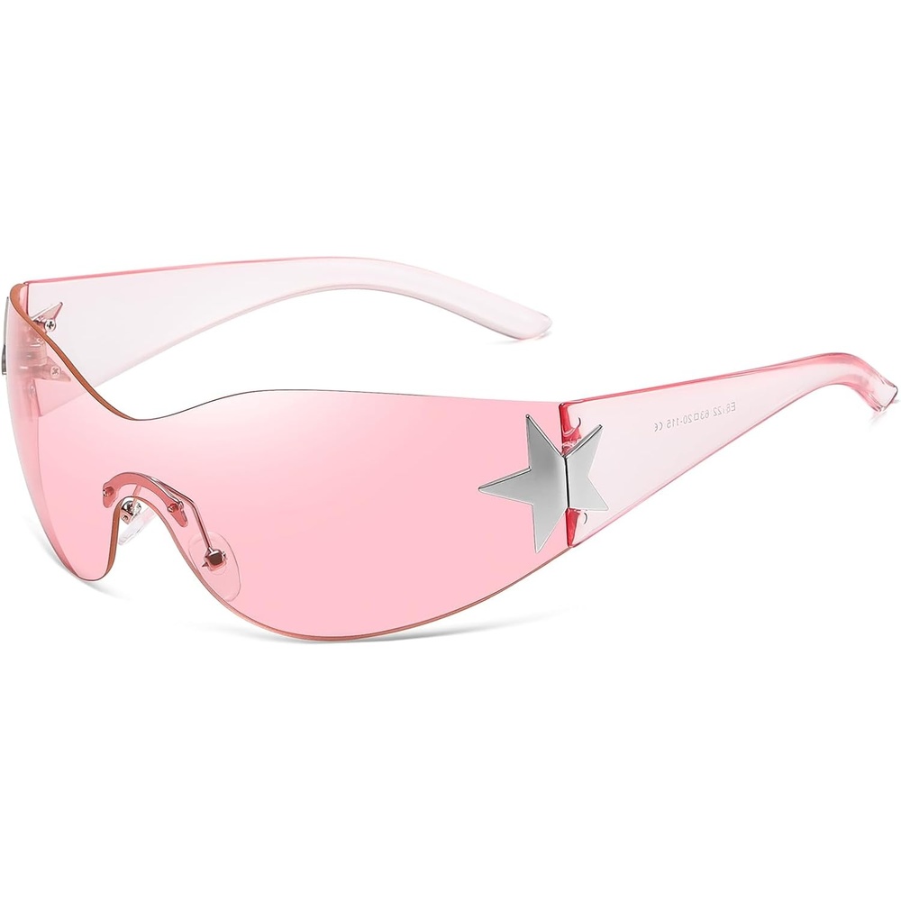 image:imageEiuizah Y2k Sunglasses for Women Men Shield Wrap Around Fashion Sunglasses Trendy Oversized Frameless Sun GlassesClear Pink