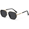 image:imageEiuizah Tangle Free Polarized Square Aviator Sunglasses for Women UV400A3 Black Frame Gold Arm Grey Lens