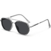 image:imageEiuizah Tangle Free Polarized Square Aviator Sunglasses for Women UV400Clear Grey Frame Silver Arm Black Lens