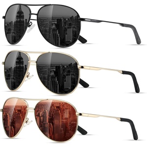 Eiuizah Polarized Aviator Sunglasses for Men Women UV400 Driving Shades(Black/Black/Brown)