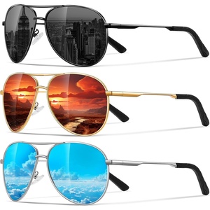 Eiuizah Polarized Aviator Sunglasses for Men Women UV400 Driving Shades(Black/Red/Ice Blue)
