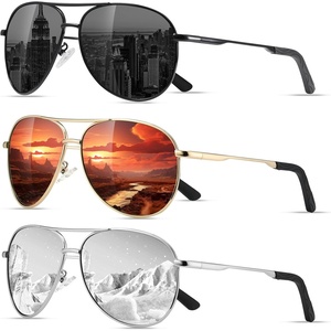 Eiuizah Polarized Aviator Sunglasses for Men Women UV400 Driving Shades(Black/Red/Silver)