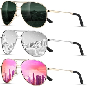 Eiuizah Polarized Aviator Sunglasses for Men Women UV400 Driving Shades(Blackish Green/Silver/Pink)