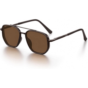 Eiuizah Tangle Free Polarized Square Aviator Sunglasses for Women UV400(A1. Brown Frame Brown Arm Brown Lens)
