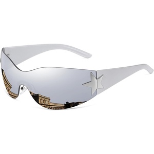 Eiuizah Y2k Sunglasses for Women Men Shield Wrap Around Fashion Sunglasses Trendy Oversized Frameless Sun Glasses(Sliver Frame Mirror Sliver Lens)